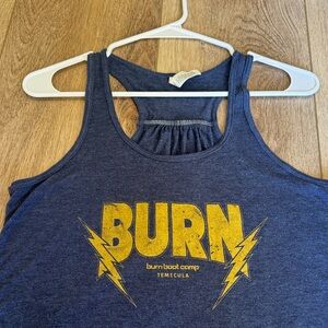 Burn Boot Camp Temecula Navy Racerback Tank Bella & canvas with Gold Graphic